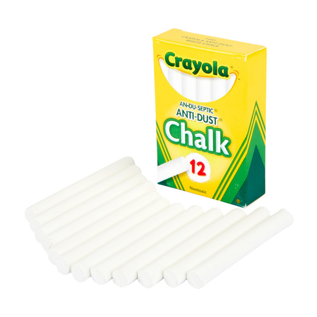 CRAYOLA LLC 50-1402 Crayola Anti-Dust Chalk, White, Box Of 12 Sticks