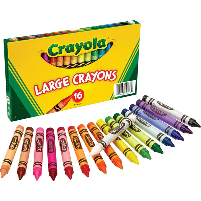 Encourage creativity in the classroom or at home with this set of large Crayola crayons. Easy to grip, these large crayons for toddlers and preschoolers help kids get the hang of drawing and writing with control and bring imagination to life in brilliant color.  Vibrant color.  Oversize barrel.  Recommended for children in primary grades.  Includes 16 large crayons.  ACMI Certified AP Nontoxic. For detailed information see www.acmiart.org.  Less harsh chemicals - made with fewer harsh chemicals, or safer chemicals than typical alternatives, helping  reduce your use of and exposure to substances that may be more harmful to your health and the environment.
