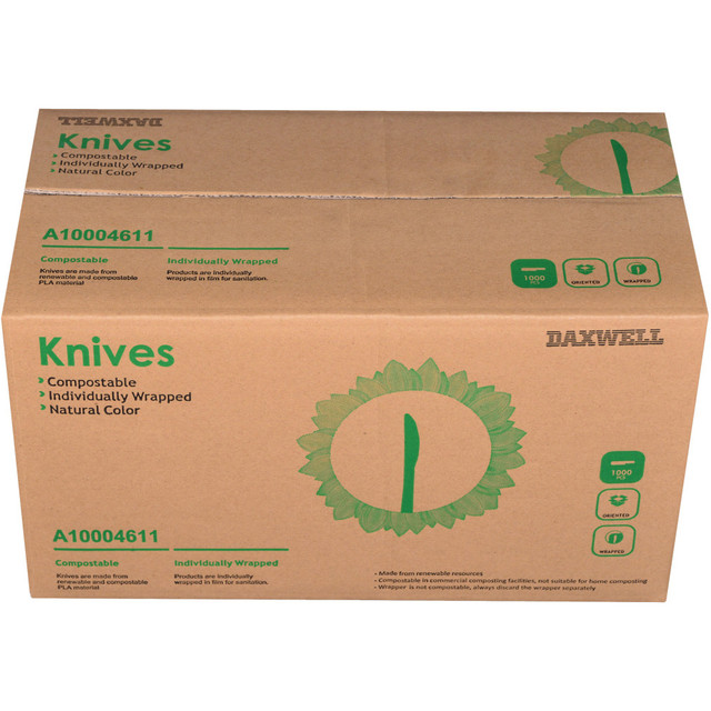 DAXWELL GROUP A10004611 Daxwell Medium/Heavyweight Wrapped Utensils, Knives, Champagne, Pack Of 1,000 Knives