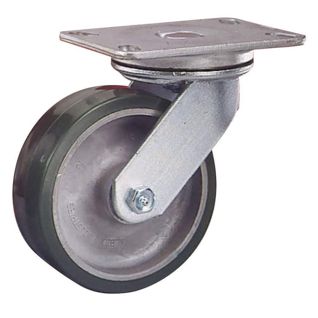 Albion 72MR08201R Rigid Top Plate Caster: Rubber, 8" Wheel Dia, 2" Wheel Width, 500 lb Capacity, 10-1/8" OAH