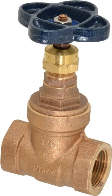 NIBCO NL1J008 Gate Valve: Non-Rising Stem, 3/4" Pipe, Threaded, Bronze