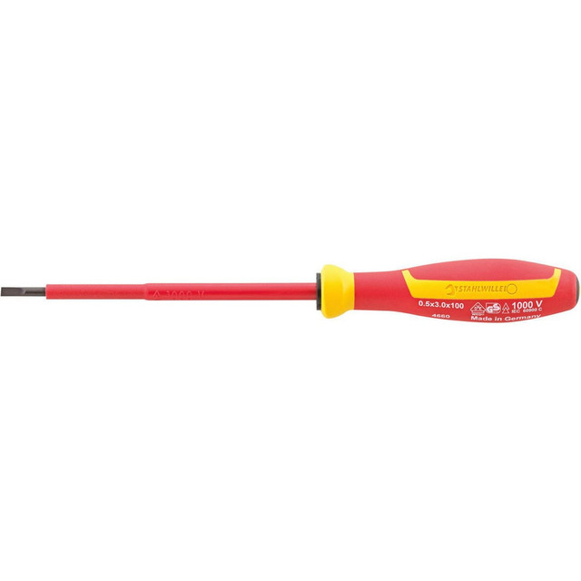 Stahlwille 46603025 Precision & Specialty Screwdrivers; Tool Type: Insulated Slotted Screwdriver ; Blade Length: 3 ; Overall Length: 6.25 ; Shaft Length: 75mm ; Handle Length: 160mm ; Handle Color: Orange; Yellow