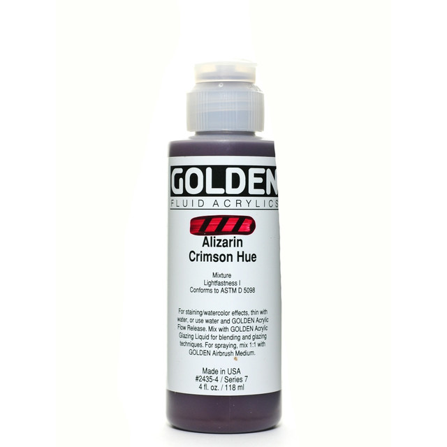 GOLDEN ARTIST COLORS, INC. 2435-4 Golden Fluid Acrylic Paint, 4 Oz, Historical Alizarin Crimson Hue