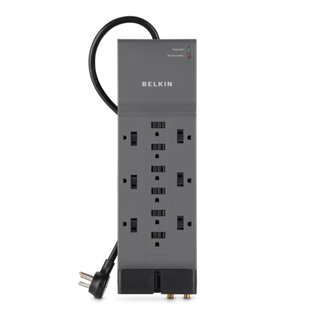 BELKIN, INC. BE112230-08 Belkin Home/Office Series Surge Protector, 12 Outlets, Phone Line And Coaxial Protection, 8ft Cord, 3780 Joules, Black BELKIN, INC. BE112230-08 Belkin Home/Office Series Surge Protector, 12 Outlets, Phone Line And Coaxial Protection, 8ft Cord, 3780 Joules, Black