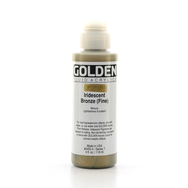 GOLDEN ARTIST COLORS, INC. Golden 2450-4  Fluid Acrylic Paint, 4 Oz, Iridescent Bronze Fine