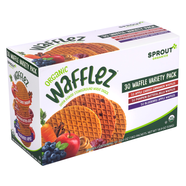 SPROUT FOODS, INC. Sprout 818512018624  Wafflez Variety Pack, Box Of 30 Wafflez