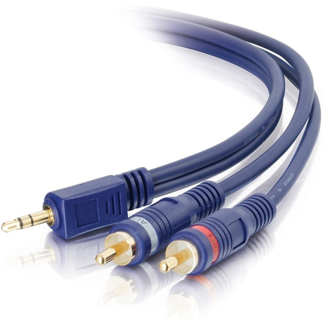 LASTAR INC. C2G 40616  25ft Velocity One 3.5mm Stereo Male to Two RCA Stereo Male Y-Cable - Mini-phone Male - RCA Male - 25ft - Blue