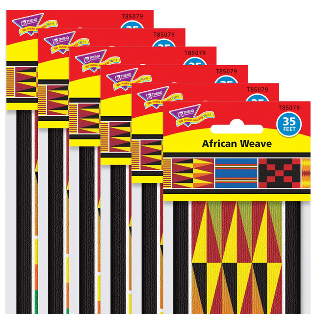The Trend Bolder Border Packs provide a stylish border for displays and bulletin boards. These precut borders are made with acid-free paper and offer multiple uses.  Precut bulletin board borders.  Made from acid-free paper.  Can be used again and again.  Sold as a set of 6 packs.
