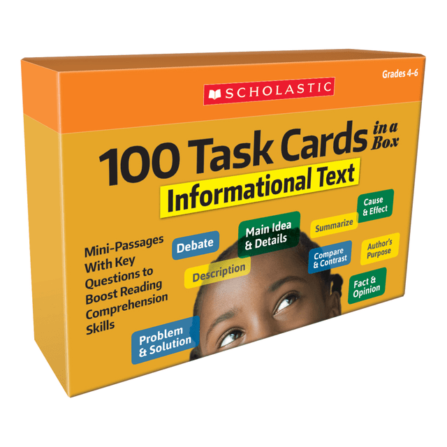 SCHOLASTIC INC 9781338552645 Scholastic 100 Task Cards In A Box: Informational Text Cards, Grades 4-6