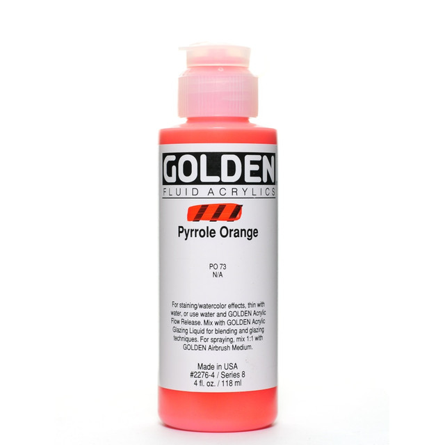 GOLDEN ARTIST COLORS, INC. 2276-4 Golden Fluid Acrylic Paint, 4 Oz, Pyrrole Orange