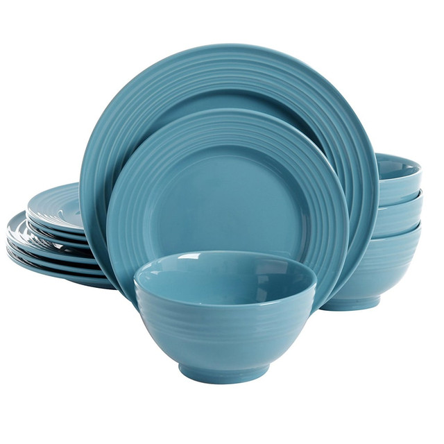 GIBSON OVERSEAS INC. Gibson Home 99599932M  Plaza Cafe 12-Piece Dinnerware Set, Turquoise