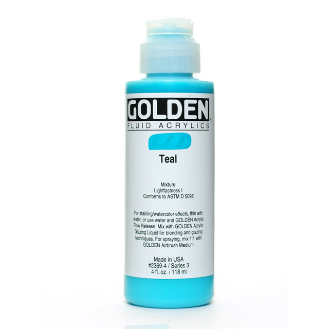 GOLDEN ARTIST COLORS, INC. 2369-4 Golden Fluid Acrylic Paint, 4 Oz, Teal