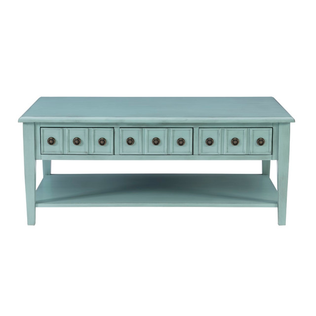 L. POWELL ACQUISITION CORP. Powell ODP2851  Southam Coffee Table, 20inH x 47-3/4inW x 28inD, Teal