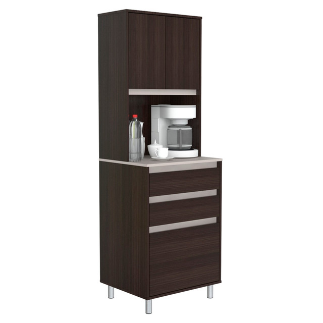 INVAL AMERICA, INC. AL-3913 Inval 70-7/8inH Coffee Station Cabinet, Espresso/Ambar Gray