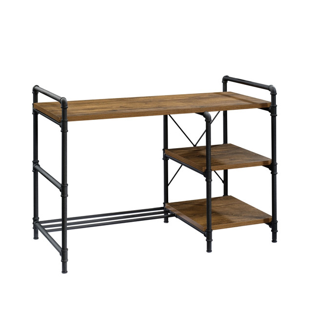 SAUDER WOODWORKING CO. Sauder 423505  Iron City 48inW Computer Desk, Checked Oak