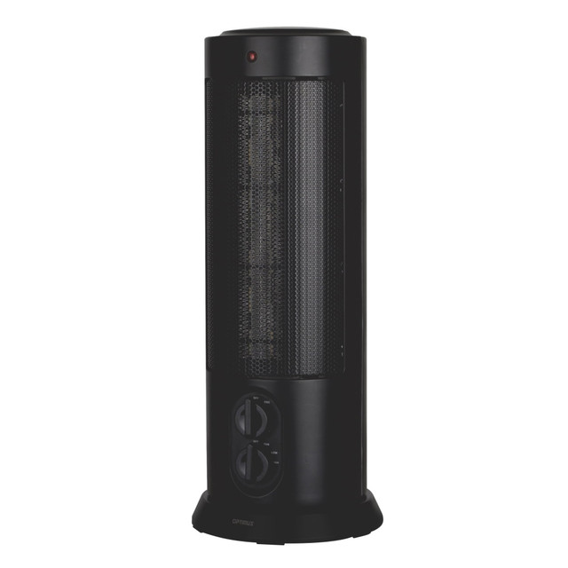 OPTIMUS ENTERPRISE, INC. 995109395M Optimus 1500-Watt Oscillating Tower Heater With Thermostat, 18in x 7-1/2in, Black