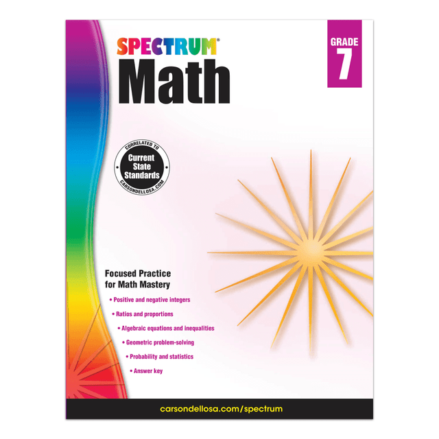 Practice lessons and focused instruction help students meet and surpass learning goals. This workbook is a great way for kids to sharpen and gain confidence in their math skills.  Progressive practice lessons let kids apply their math skills in everyday settings, making the concepts more intuitive to grasp.  Tests help to monitor student progress.  Subjects include algebra, geometry, statistics, proportions, ratios and more.