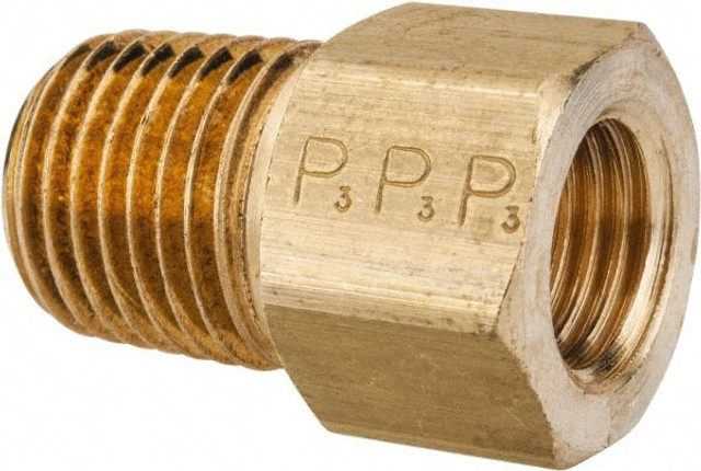 Parker 664FHD-4-4 Brass Flared Tube Female Flare to Male Pipe: 1/4" Tube OD, 1/4-18 Thread, 45 ° Flared Angle