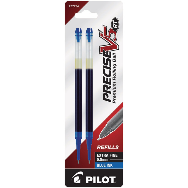 PILOT CORPORATION OF AMERICA 77274 Pilot Precise Liquid Ink Retractable Rollerball Refills, V5, 0.5 mm, Extra-Fine Point, Blue, Pack Of 2