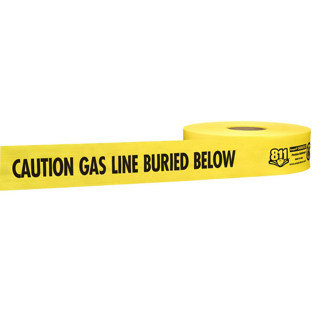Empire Level 71-070 Underground Utility Marking Tape; Tape Type: Detectable ; APWA Color Meaning: Gas, Oil, Steam, Petroleum or Gaseous Material ; Legend Color: Yellow ; Legend: CAUTION GAS LINE BURIED BELOW ; Roll Width: 3 ; Roll Length (Feet): 1000