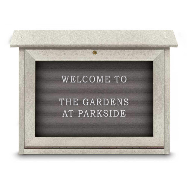 United Visual Products UVSM2418LB-LTGR Enclosed Letter Board: 24" Wide, 18" High, Fabric, Gray