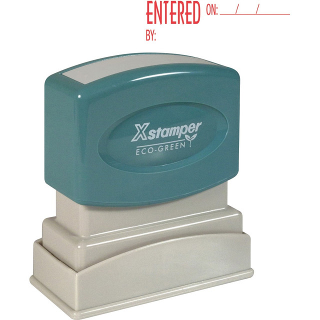 SHACHIHATA INC., (USA) 1822 Xstamper ENTERED Title Stamp, 62% Recycled, 100000 Impressions, Red