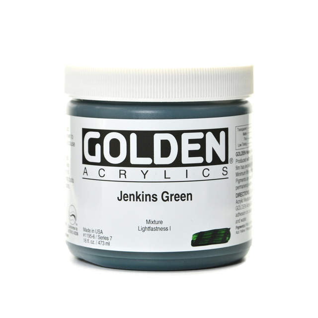 GOLDEN ARTIST COLORS, INC. 1195-6 Golden Heavy Body Acrylic Paint, 16 Oz, Jenkins Green