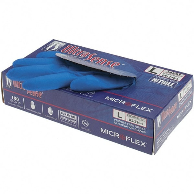 Microflex US-220-L Series Microflex Ultrasense Disposable Gloves: Size Large, 3.1 mil, Uncoated-Coated Nitrile, Medical Grade, Unpowdered
