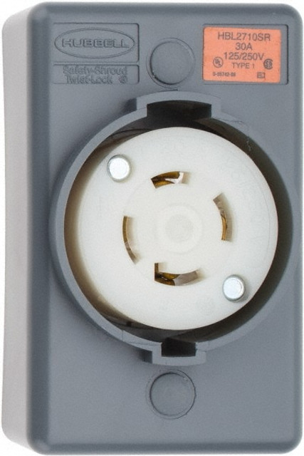 Hubbell Wiring Device-Kellems HBL2710SR 125/250 VAC, 30 Amp, L14-30R NEMA, Self Grounding Receptacle