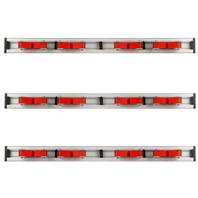 ADIR CORP. Alpine ALP498-4-3PK  5-Hook Mop And Broom Holders, 1-3/4in x 20in 2-7/16in, Red/Gray, Pack Of 3 Racks