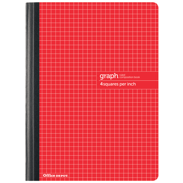OFFICE DEPOT CJV202238 Brand Composition Book, 7-1/2in x 9-3/4in, Quadrille Ruled, 80 Sheets, Red OFFICE DEPOT CJV202238 Brand Composition Book, 7-1/2in x 9-3/4in, Quadrille Ruled, 80 Sheets, Red