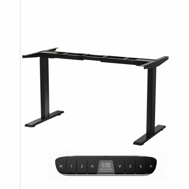 UNCAGED ERGONOMICS RU2B Rise Up Dual Motor Electric Standing Desk Frame with Memory Adjustable Height 27.2-45.3in Black UNCAGED ERGONOMICS RU2B Rise Up Dual Motor Electric Standing Desk Frame with Memory Adjustable Height 27.2-45.3in Black