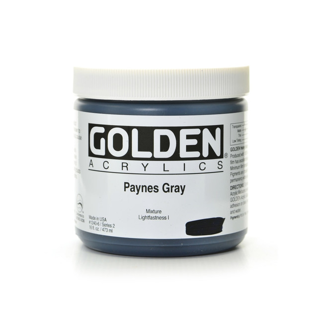 GOLDEN ARTIST COLORS, INC. 1240-6 Golden Heavy Body Acrylic Paint, 16 Oz, Paynes Gray