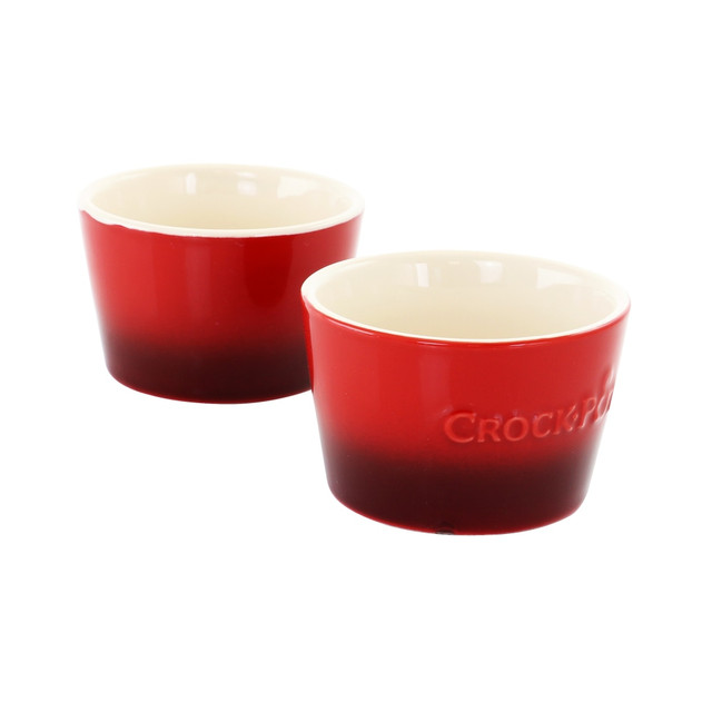 GIBSON OVERSEAS INC. 995112841M Crock-Pot Artisan 2-Piece Stoneware Ramekin Set, 8 Oz, Red