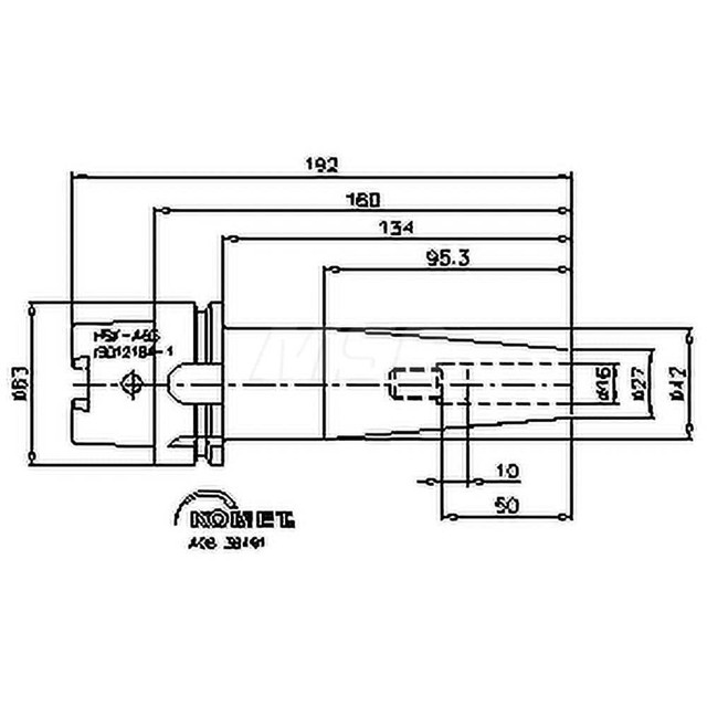 Komet K13003599 Shrink-Fit Tool Holder & Adapter: HSK63A Taper Shank, 0.6299" Hole Dia