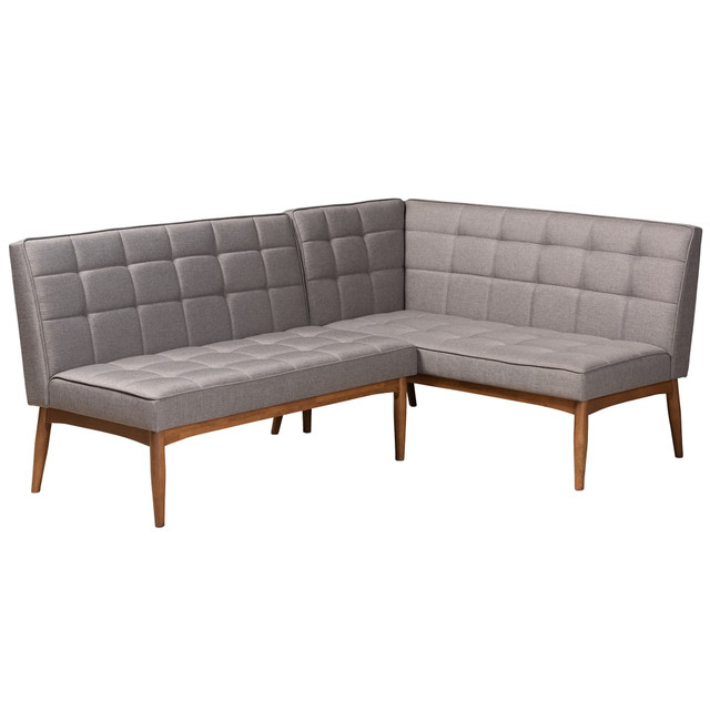 WHOLESALE INTERIORS, INC. 2721-11340 Baxton Studio Sanford 2-Piece Dining Nook Banquette Set, Gray/Walnut