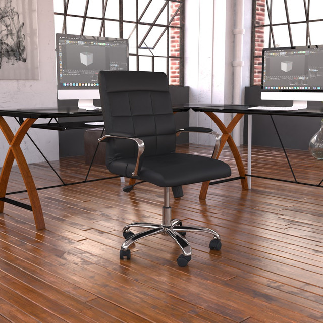 FLASH FURNITURE GO2240BK Vinyl Mid-Back Executive Office Chair, Black FLASH FURNITURE GO2240BK Vinyl Mid-Back Executive Office Chair, Black