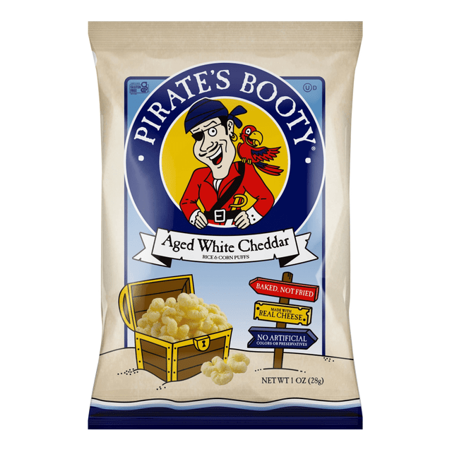 B&G FOODS Pirate's Booty 60104 Pirates Booty White Cheddar Rice/Corn Puffs, 1 Oz, Carton Of 24 Bags