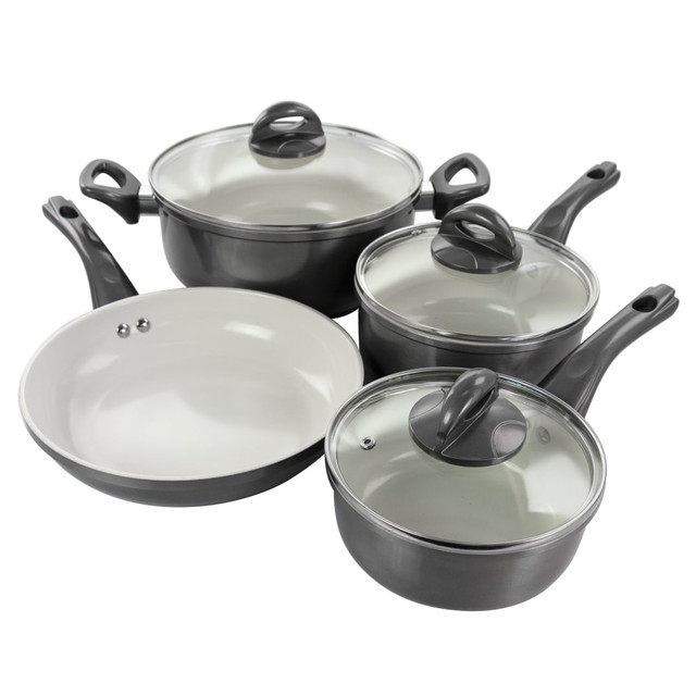 GIBSON OVERSEAS INC. 995114314M Gibson Home Hestonville 7-Piece Aluminum Non-Stick Cookware Set, Gray GIBSON OVERSEAS INC. 995114314M Gibson Home Hestonville 7-Piece Aluminum Non-Stick Cookware Set, Gray