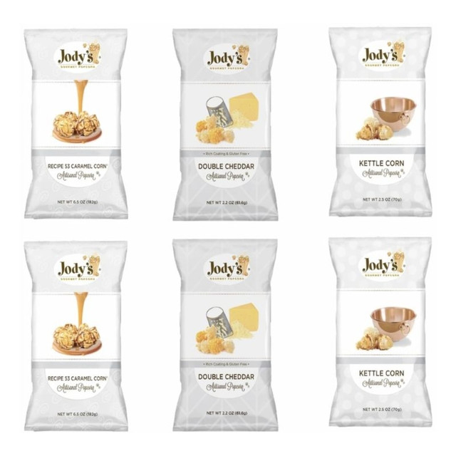 JODYs INC. BESTSELLER-BOX-6 Jodys Popcorn Best Sellers Variety Popcorn, 2.2 Oz, Pack Of 6 Bags