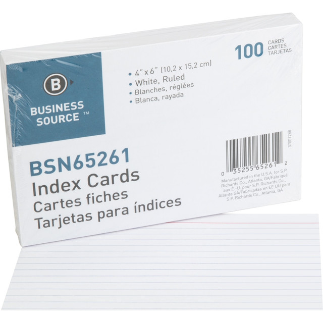 SP RICHARDS 65261 Business Source Ruled Index Cards - 6in Width x 4in Length - 100 / Pack SP RICHARDS 65261 Business Source Ruled Index Cards - 6in Width x 4in Length - 100 / Pack