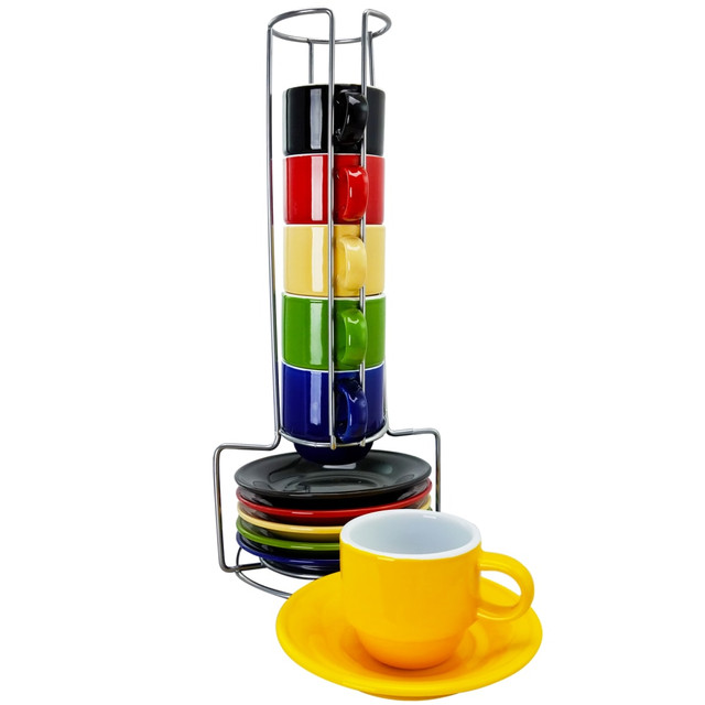 GIBSON OVERSEAS INC. Gibson 99586708M  Sensations 13-Piece Stackable Espresso Cup Set, Assorted Colors