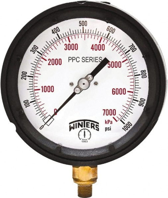 Winters 5098SG950954SF. Pressure Gauge: 4-1/2" Dial, 1/4" Thread, NPT, Bottom Mount