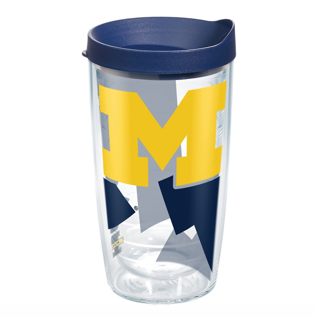 TERVIS TUMBLER COMPANY Tervis 1289444  Genuine NCAA Tumbler With Lid, Michigan Wolverines, 16 Oz, Clear