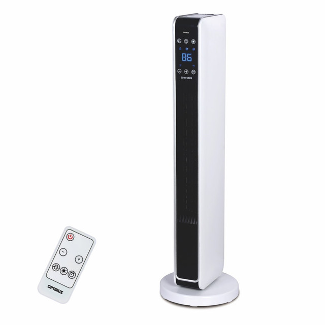 OPTIMUS ENTERPRISE, INC. 995109279M Optimus 1500-Watt Oscillating Tower Heater With Digital Temperature Control, 30in x 9in OPTIMUS ENTERPRISE, INC. 995109279M Optimus 1500-Watt Oscillating Tower Heater With Digital Temperature Control, 30in x 9in