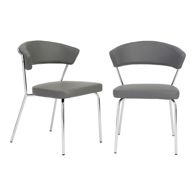 EURO STYLE, INC. Eurostyle 05095GRY-MP2  Draco Dining Chairs, Gray/Chrome, Set Of 2 Chairs