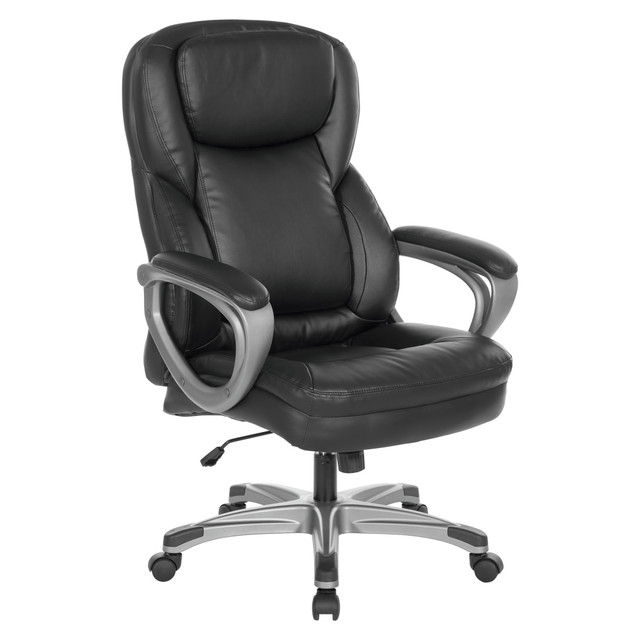 OFFICE STAR PRODUCTS Office Star ECH67707-EC3  Ergonomic Leather High-Back Executive Office Chair, Black/Titanium