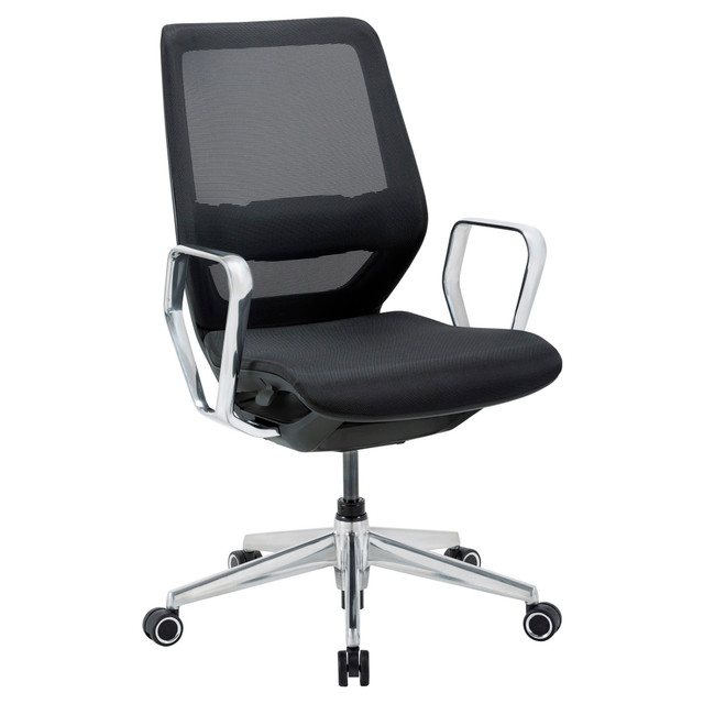 OFFICE DEPOT MC-1111 WorkPro Sentrix Ergonomic Mesh/Mesh Mid-Back Manager Office Chair, Fixed Arms, Black, BIFMA Compliant