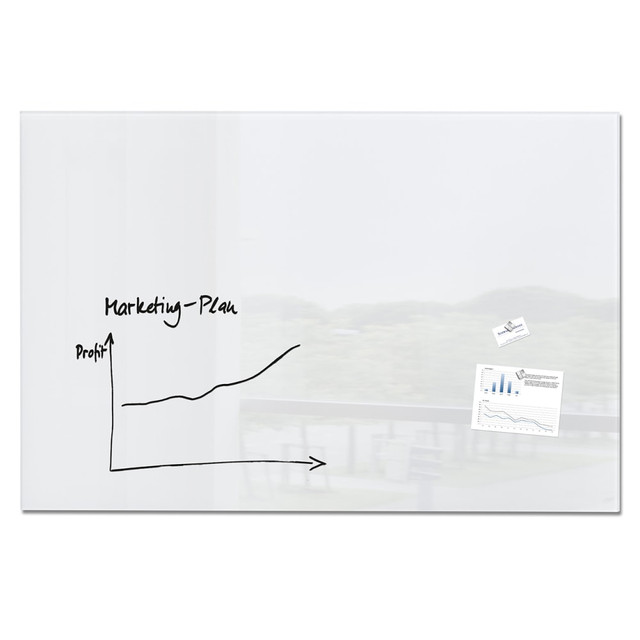 SIGEL SGBOARD59-WH  Magnetic Unframed Dry-Erase Glass Whiteboard, 39 3/8in x 59 1/8in, White