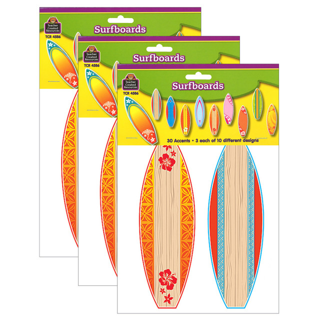 EDUCATORS RESOURCE Teacher Created Resources TCR4586-3  Accents, Surfboards, 30 Accents Per Pack, Set Of 3 Packs